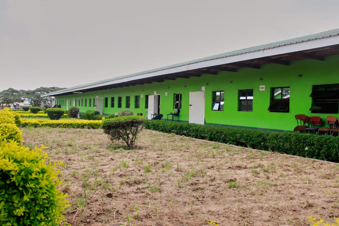 Classroom block seen across the school grounds